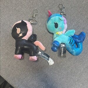 Used Tokidoki Black and Blue Keychain Duo
